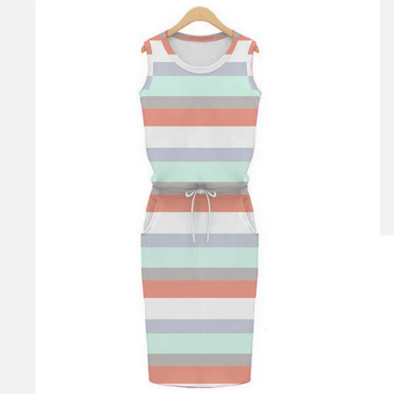 Summer New 2021 Women Dresses Casual Sleeveless O-Neck Striped Plus Size Slim Bodycon Dress Female Pockets Midi Cotton Dress
Summer New 2021 Women Dresses Casual Sleeveless O-Neck Striped Plus Size Slim Bodycon Dress Female Pockets Midi Cotton Dress