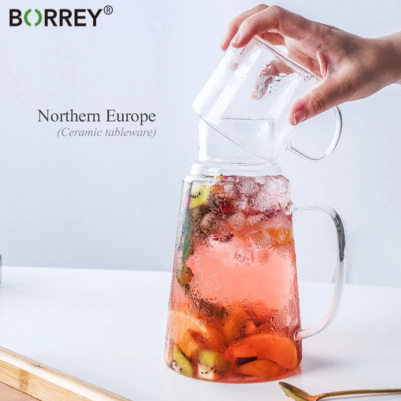 BORREY Glass Kettle Heat-Resistant Juice Pot Water Pitcher Tea Pot Flower Tea Cup Set Puer Teaware with Handle Office Home Tool
BORREY Glass Kettle Heat-Resistant Juice Pot Water Pitcher Tea Pot Flower Tea Cup Set Puer Teaware with Handle Office Home Tool