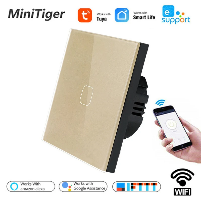 Minitiger Tuya/Smart Life 1/2/3 Gang 1 Way EU Standard WiFi Wall Light Touch Switch for Google Home Amazon Alexa Control
Minitiger Tuya/Smart Life 1/2/3 Gang 1 Way EU Standard WiFi Wall Light Touch Switch for Google Home Amazon Alexa Control