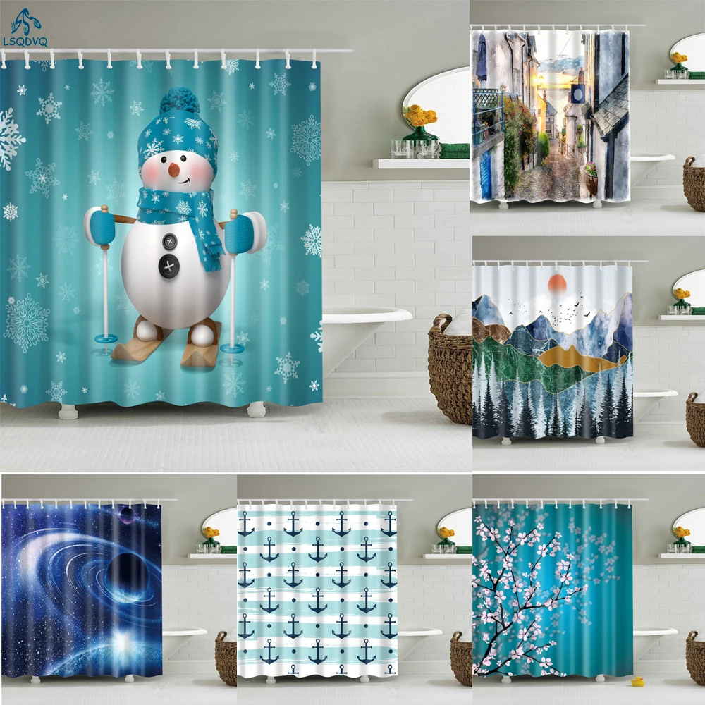 Christmas Shower Curtain Shell Snowman Flower Lighthouse Shower Curtains Bathroom Curtain Frabic Waterproof Polyester with Hooks
Christmas Shower Curtain Shell Snowman Flower Lighthouse Shower Curtains Bathroom Curtain Frabic Waterproof Polyester with Hooks