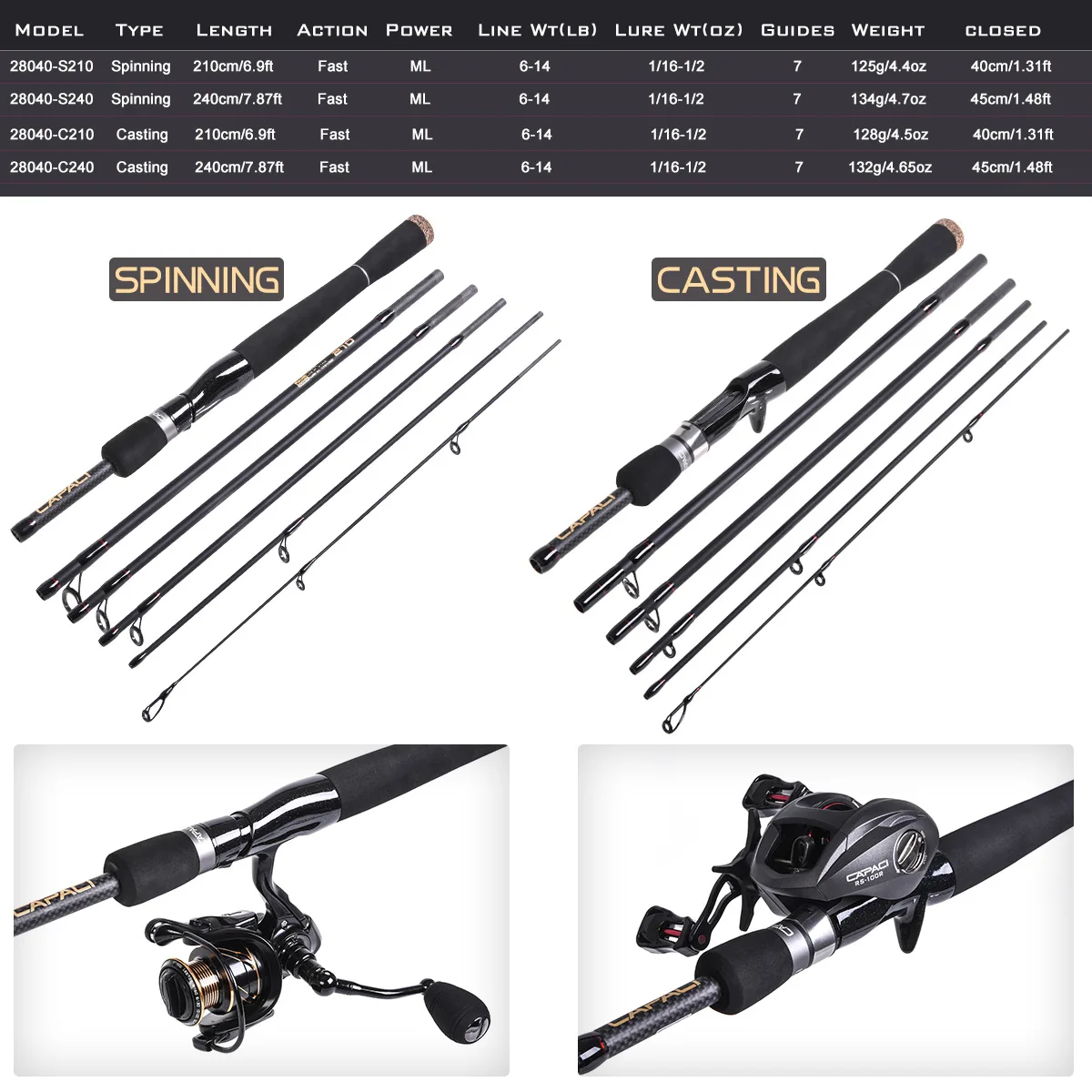 ultralight carbon spinning fishing rod 2.1-2.4m short travel bait casting lure rod boat rock baitcast stick bass carp pike pole
ultralight carbon spinning fishing rod 2.1-2.4m short travel bait casting lure rod boat rock baitcast stick bass carp pike pole
