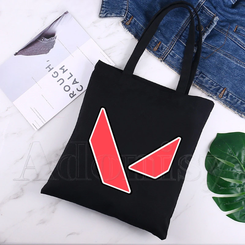 Valorant Print Canvas Tote Black Bags Harajuku Casual Female Girl Tote Eco Shopper Shoulder Bags
Valorant Print Canvas Tote Black Bags Harajuku Casual Female Girl Tote Eco Shopper Shoulder Bags