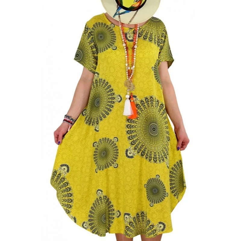 2019 Women Large Size Summer Dress Casual Loose O-neck Short Sleeve Dresses Summer Print Femme Plus Size S-5XL Sundress
2019 Women Large Size Summer Dress Casual Loose O-neck Short Sleeve Dresses Summer Print Femme Plus Size S-5XL Sundress