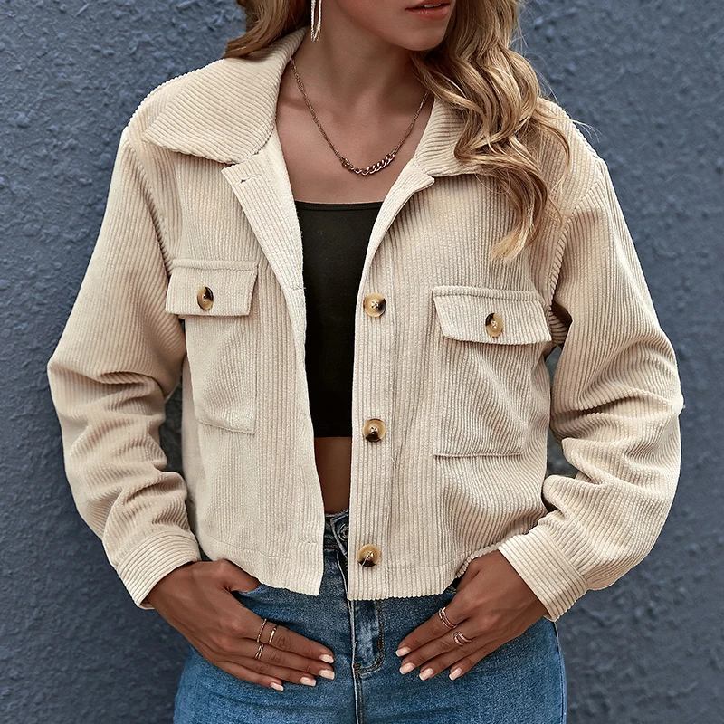 Single-breasted Women's Outerwear Autumn Winter Turn-down Collar Casual Chic Tops Fashion Corduroy Women Shirt Streetwear Jacket
Single-breasted Women's Outerwear Autumn Winter Turn-down Collar Casual Chic Tops Fashion Corduroy Women Shirt Streetwear Jacket