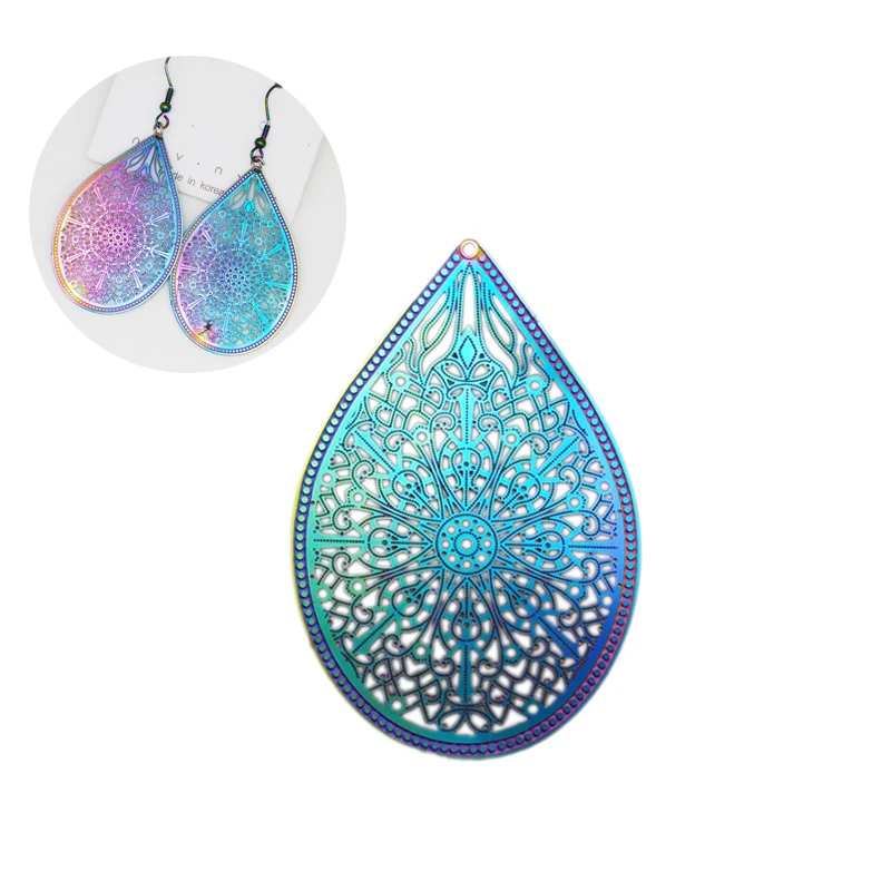 10pcs/Lot Free Shipping Waterdrop Shape Rainbow Color Charm 48*32mm Stainless Steel Hollow Out Earring Pendants
10pcs/Lot Free Shipping Waterdrop Shape Rainbow Color Charm 48*32mm Stainless Steel Hollow Out Earring Pendants