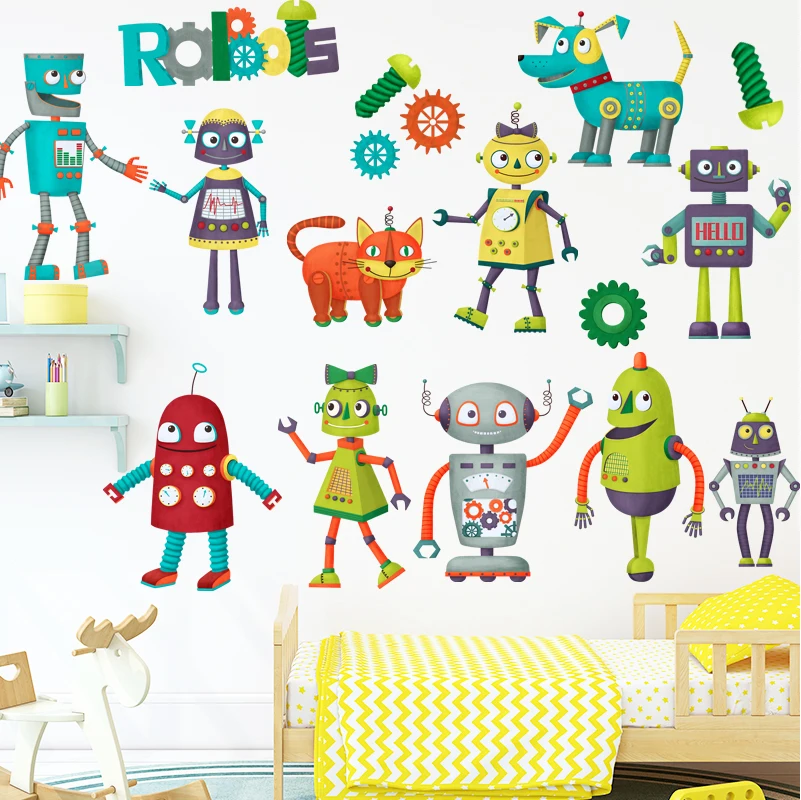 Cartoon Metal Doll Wall Sticker Cute Robot Boys Girls Kids Room Self-adhesive Wall Decals Kindergarten Wallpaper Mural Removable
Cartoon Metal Doll Wall Sticker Cute Robot Boys Girls Kids Room Self-adhesive Wall Decals Kindergarten Wallpaper Mural Removable