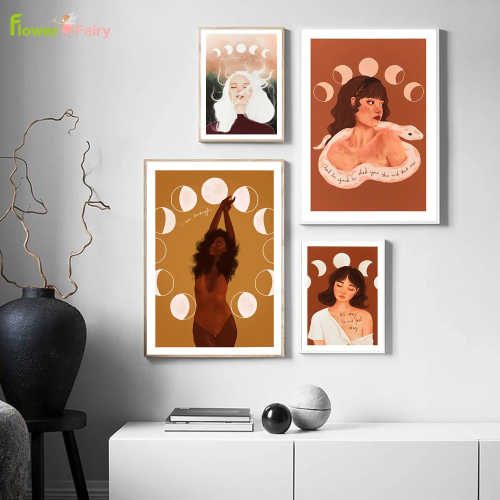 Modern Girl Power Moon Wall Art Canvas Painting Lady Snake Nordic Poster Wall Pictures For Living Room Home Decor Unframed
Modern Girl Power Moon Wall Art Canvas Painting Lady Snake Nordic Poster Wall Pictures For Living Room Home Decor Unframed