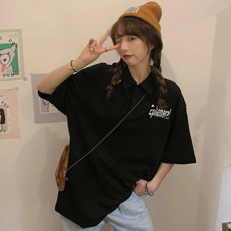 Japanese Style Vintage Polo Shirt Short Sleeve T-shirt Women's Spring and Summer Loose Korean Style Fashionable Ins Harajuku BF
Japanese Style Vintage Polo Shirt Short Sleeve T-shirt Women's Spring and Summer Loose Korean Style Fashionable Ins Harajuku BF