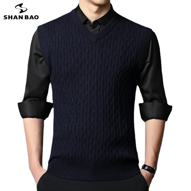 SHAN BAO 2021 autumn winter brand classic jacquard fitted sweater vest business casual men's fashion slim stretch V-neck sweater
SHAN BAO 2021 autumn winter brand classic jacquard fitted sweater vest business casual men's fashion slim stretch V-neck sweater