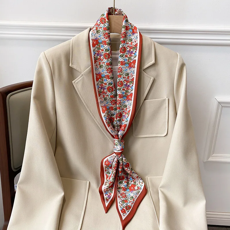 Floral Print Silk Scarf Women Thin Neck Long Scarves Four Seasons Bright-coloured Shawl Bandanas Smooth Female Bags Accessory
Floral Print Silk Scarf Women Thin Neck Long Scarves Four Seasons Bright-coloured Shawl Bandanas Smooth Female Bags Accessory