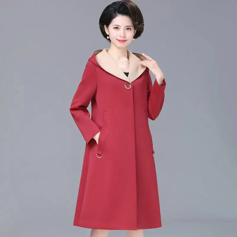 2021 Spring Women's Trench Coat Plus Size Windbreaker Female Mid-Length Over The Knee Middle-Aged Women's Hooded Jacket Coat W57
2021 Spring Women's Trench Coat Plus Size Windbreaker Female Mid-Length Over The Knee Middle-Aged Women's Hooded Jacket Coat W57