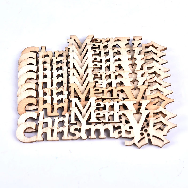 10pcs/lot DIY Handcraft Letter Wood Pieces Crafts Laser Cut Wooden Slice Merry Christmas Hanging Ornaments Xmas Home Decoration
10pcs/lot DIY Handcraft Letter Wood Pieces Crafts Laser Cut Wooden Slice Merry Christmas Hanging Ornaments Xmas Home Decoration