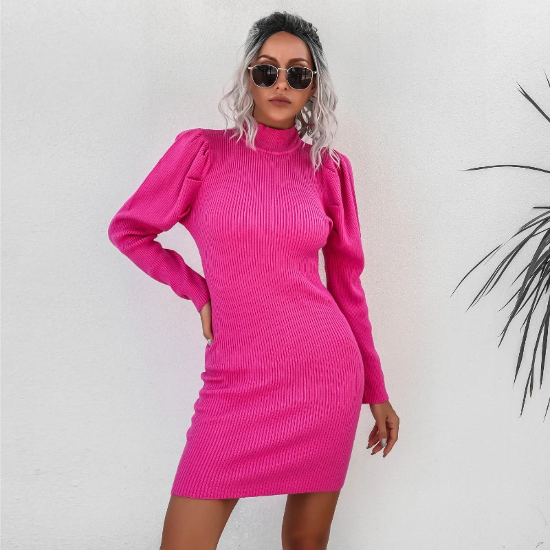 Woman's Autumn Knitted Bodycon Dresses Bodycon Long Sleeve High Collar Sexy Mini Warm Dresses for Office Lady 2021
Woman's Autumn Knitted Bodycon Dresses Bodycon Long Sleeve High Collar Sexy Mini Warm Dresses for Office Lady 2021