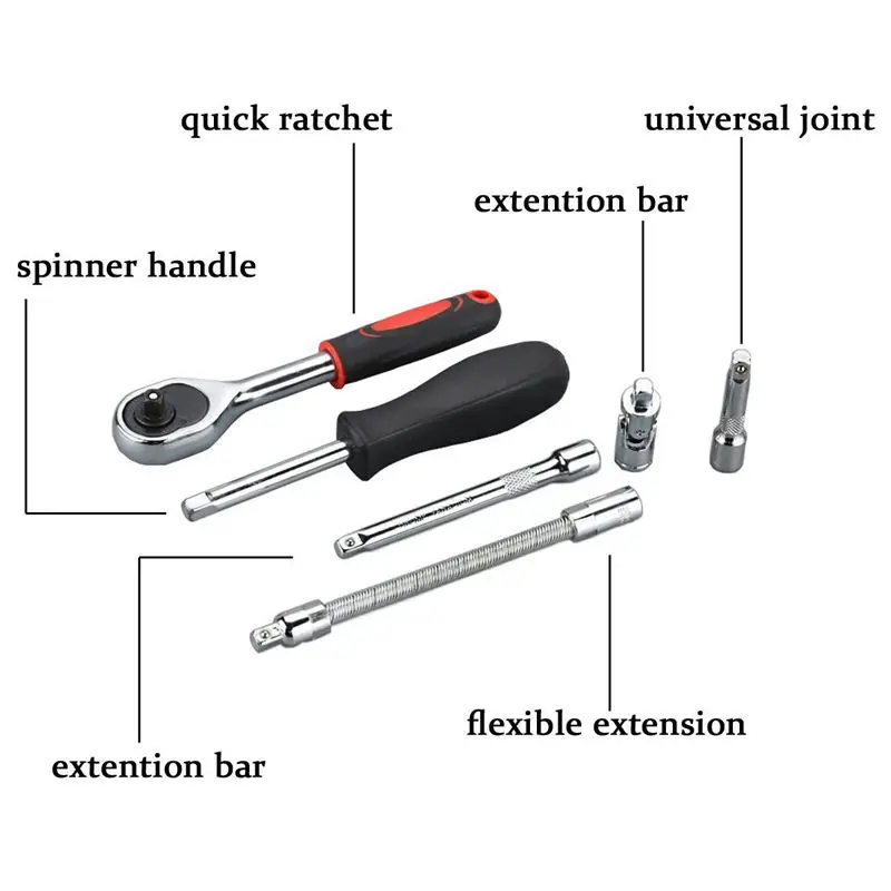 46pcs 1/4-Inch Socket Set Car Repair Tool Ratchet Torque Wrench Combo Tools Kit Auto Repairing
46pcs 1/4-Inch Socket Set Car Repair Tool Ratchet Torque Wrench Combo Tools Kit Auto Repairing