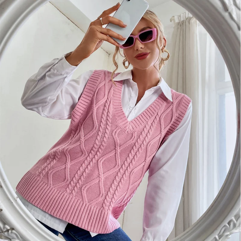 2021 Autumn New Tops Woolen Knitted Sleeveless Jacket Vest Women's Outer Wear Sleeveless V-neck Fashion Vest Sweater Women's
2021 Autumn New Tops Woolen Knitted Sleeveless Jacket Vest Women's Outer Wear Sleeveless V-neck Fashion Vest Sweater Women's