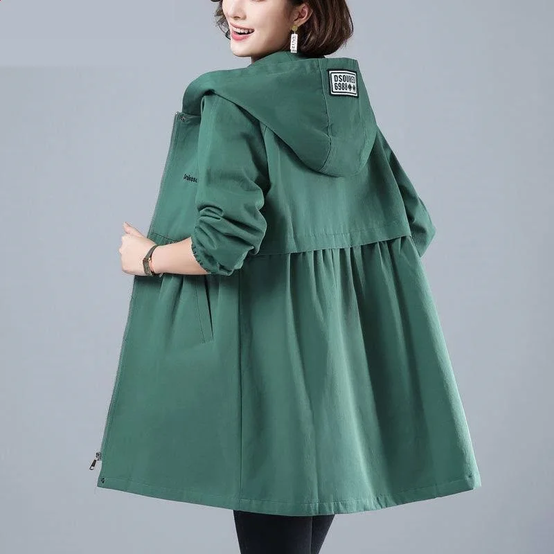 Plus Size 5XL Female Windbreaker 2021 New Spring Autumn Korean Loose Long Coat Casual Zipper Hooded Trench Coat Mom Clothes
Plus Size 5XL Female Windbreaker 2021 New Spring Autumn Korean Loose Long Coat Casual Zipper Hooded Trench Coat Mom Clothes