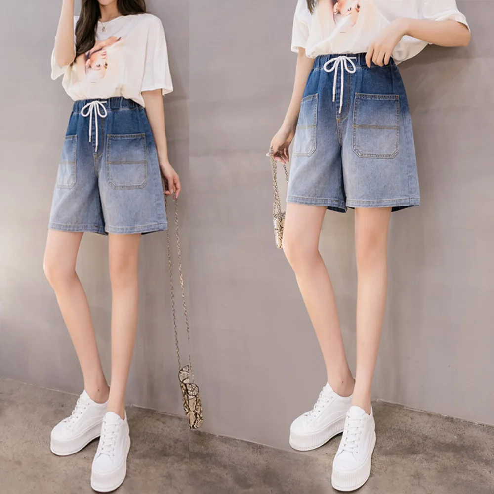 Women's Plus Size Denim Shorts High Waist Wide Leg Loose Short Jeans Contrast Color WashedPull on Elastic Drawstring Pants
Women's Plus Size Denim Shorts High Waist Wide Leg Loose Short Jeans Contrast Color WashedPull on Elastic Drawstring Pants