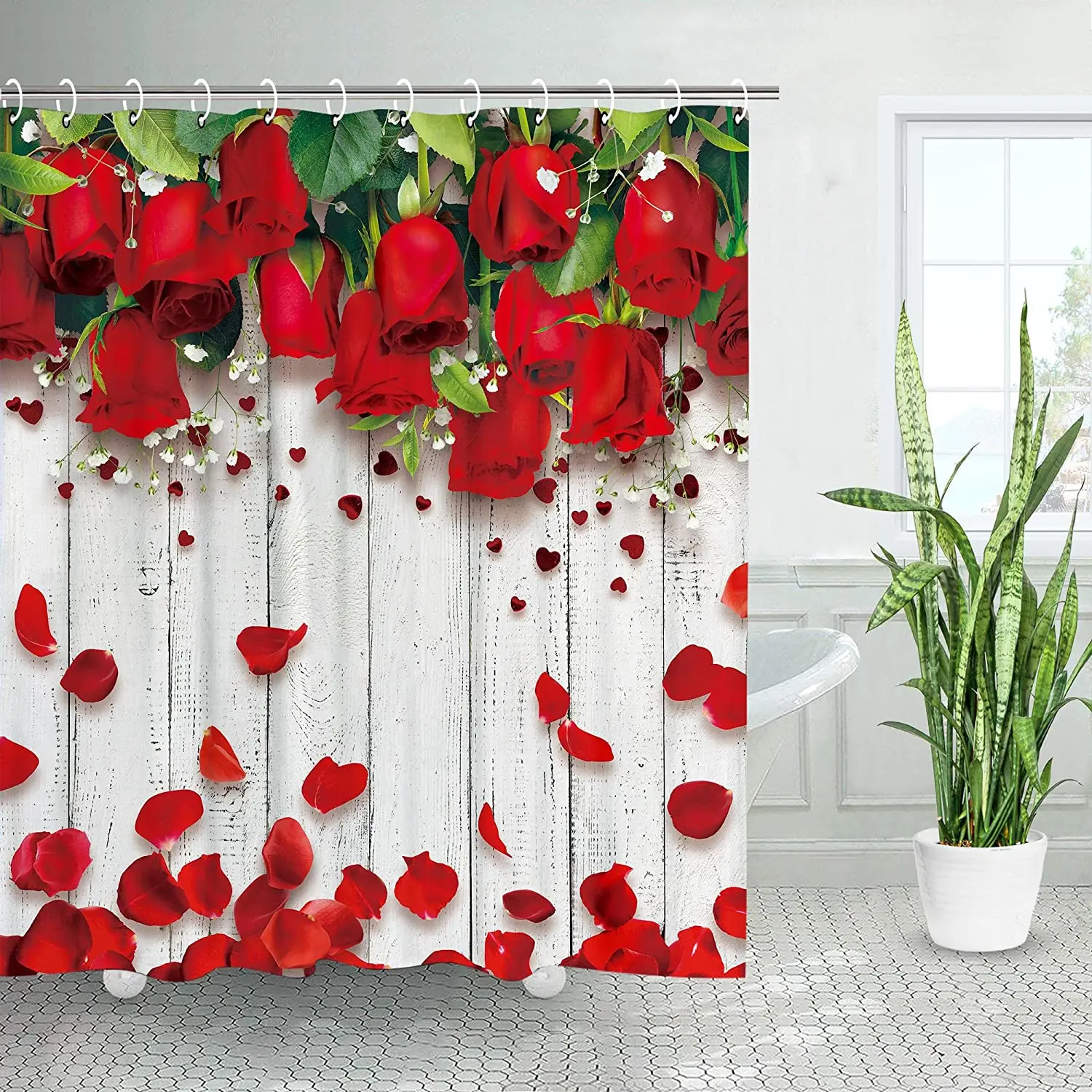 Red Rose Shower Curtain Natural Flowers Green Leaves Petal Valentine's Day Bathroom Decor Polyester Fabric Girl Woman Gift Hooks
Red Rose Shower Curtain Natural Flowers Green Leaves Petal Valentine's Day Bathroom Decor Polyester Fabric Girl Woman Gift Hooks