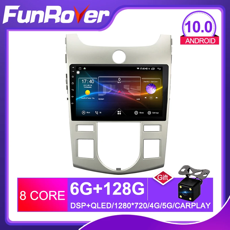 Funrover 2.5D + IPS 2 din android 10 0 радио Автомобильный мультимедийный плеер для Kia Forte Cerato Koup