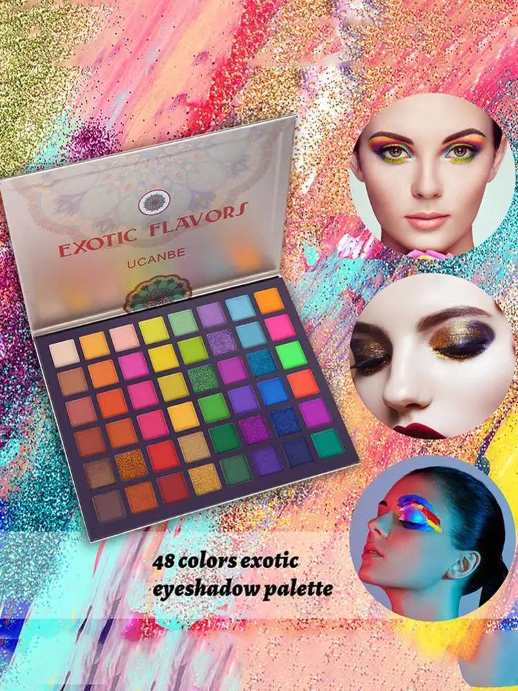 

48 Color Eyeshadow Palette Exotic Glitter Eye Shadow Powder Set Safe Ingredients For Daily Work Party Makeup Carnival Wear