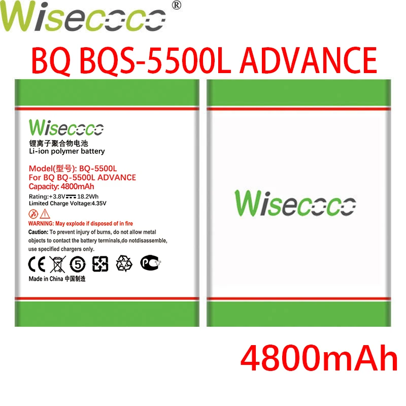 

Аккумулятор WISECOCO 4800 мАч для BQ BQ-5500L BQS-5500L ADVANCE мобильный телефон в наличии, аккумулятор с номером отслеживания