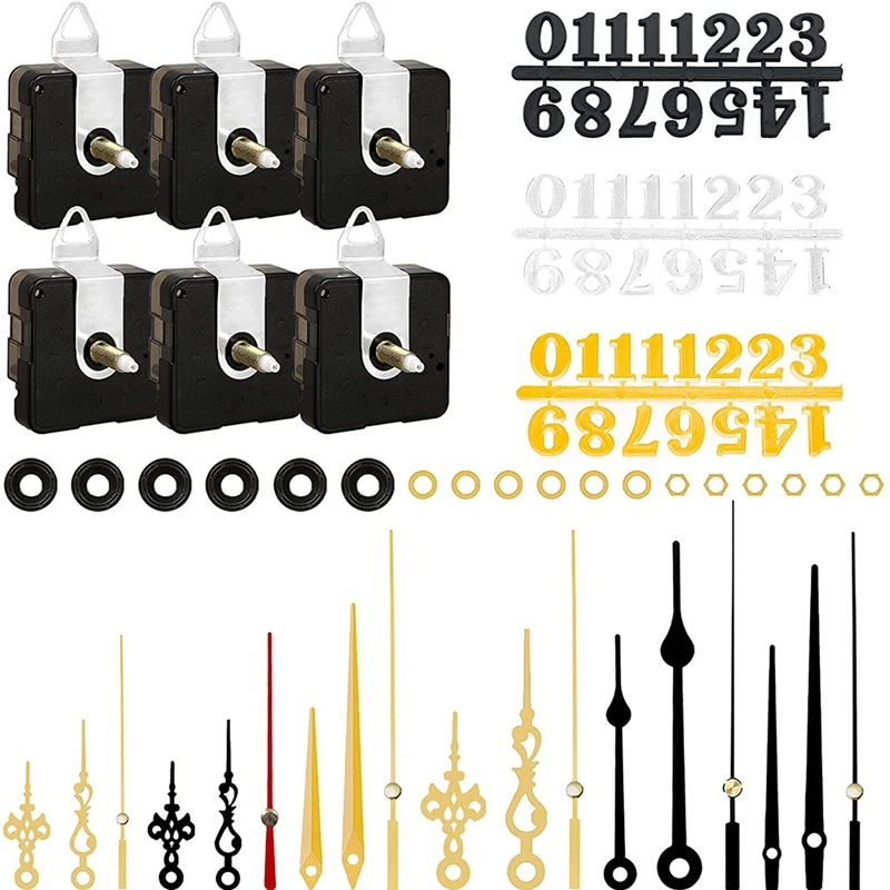 6Pcs Quartz Clock Movement Mechanism Replacement Clock Numerals Kit for DIY Wall Clock Handicrafts Repair Clock Parts
6Pcs Quartz Clock Movement Mechanism Replacement Clock Numerals Kit for DIY Wall Clock Handicrafts Repair Clock Parts
