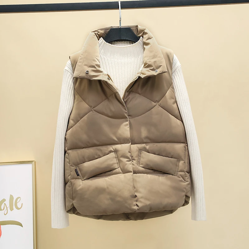 Женский короткий жилет с воротником-стойкой, свободная однотонная куртка без рукавов, верхняя одежда на осень и зиму, 2021
Женский короткий жилет с воротником-стойкой, свободная однотонная куртка без рукавов, верхняя одежда на осень и зиму, 2021