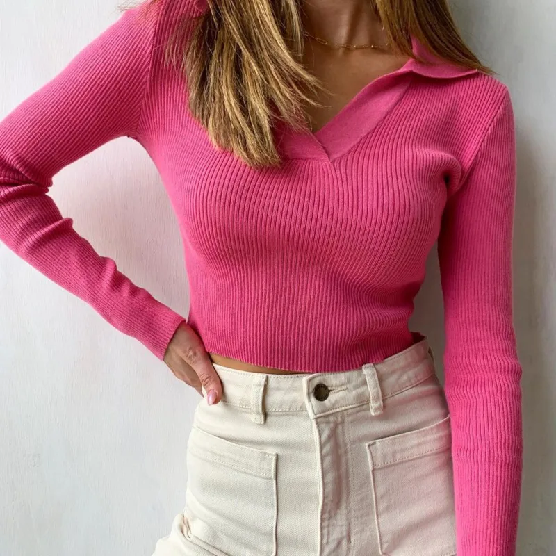 Knitted Women Basic T Shirt 2021 Autumn Fashion Sexy Long Sleeve Cotton V Neck Solid Cropped Skinny Sweater Jumpers Korean Tops
Knitted Women Basic T Shirt 2021 Autumn Fashion Sexy Long Sleeve Cotton V Neck Solid Cropped Skinny Sweater Jumpers Korean Tops