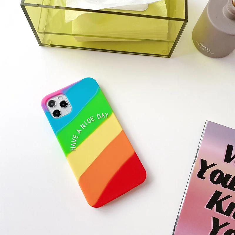 INS Liquid Silicone Rainbow Phone Case For iPhone 12 mini 11 Pro Max XS max XR 6 7 8 Plus 360 full Back Cover Anti-fall Coque
INS Liquid Silicone Rainbow Phone Case For iPhone 12 mini 11 Pro Max XS max XR 6 7 8 Plus 360 full Back Cover Anti-fall Coque