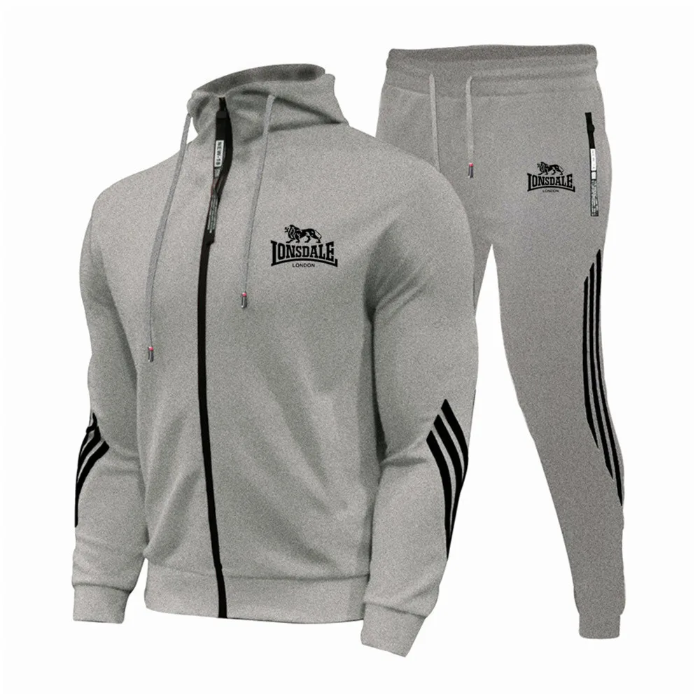 Мужской костюм из двух предметов LONSDALE уличный на молнии с капюшоном и надписью