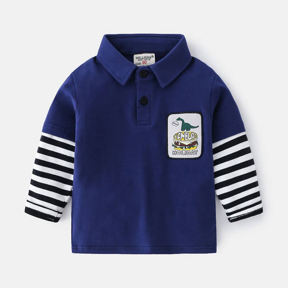 Children Lapel T-Shirts Patchwork Striped Long Sleeves 1-9Y Baby Boy 2021 Autumn Winter Cartoon Embroidered Kids Teen Warm Top
Children Lapel T-Shirts Patchwork Striped Long Sleeves 1-9Y Baby Boy 2021 Autumn Winter Cartoon Embroidered Kids Teen Warm Top