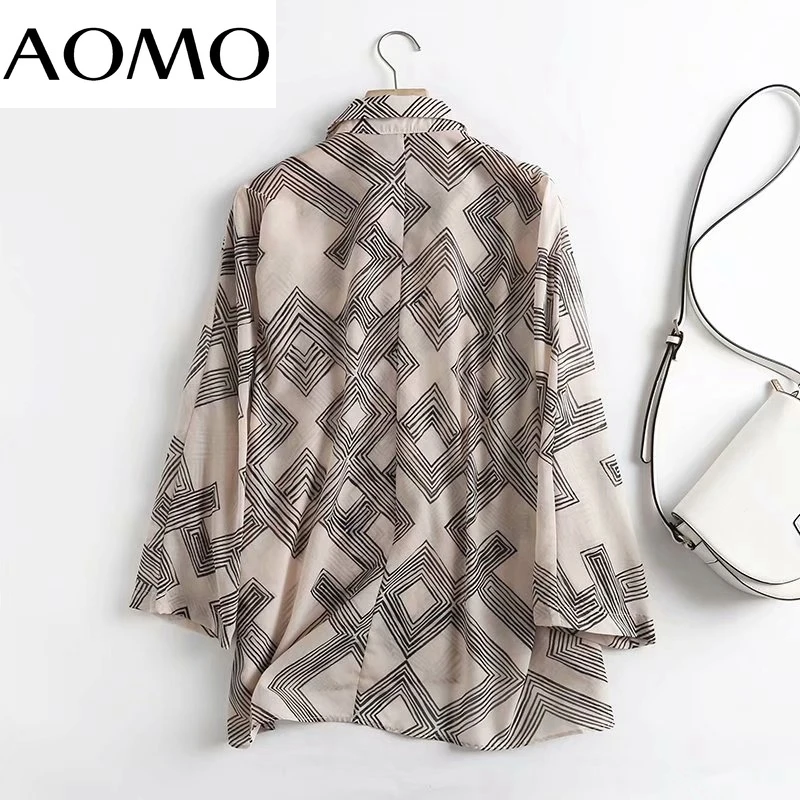 AOMO 2021 Women High Quality Geometry Print Chiffon Shirt Long Sleeve Chic Female Casual Loose Shirt 4C119A 
AOMO 2021 Women High Quality Geometry Print Chiffon Shirt Long Sleeve Chic Female Casual Loose Shirt 4C119A
