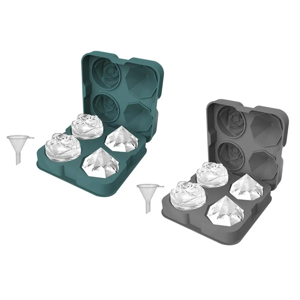 Household Silicone Ice Mould Tray With Lid Rose Flower Diamond Shaped Ice Ball Mold With Funnel Stackable Ice Tray With Cover
Household Silicone Ice Mould Tray With Lid Rose Flower Diamond Shaped Ice Ball Mold With Funnel Stackable Ice Tray With Cover