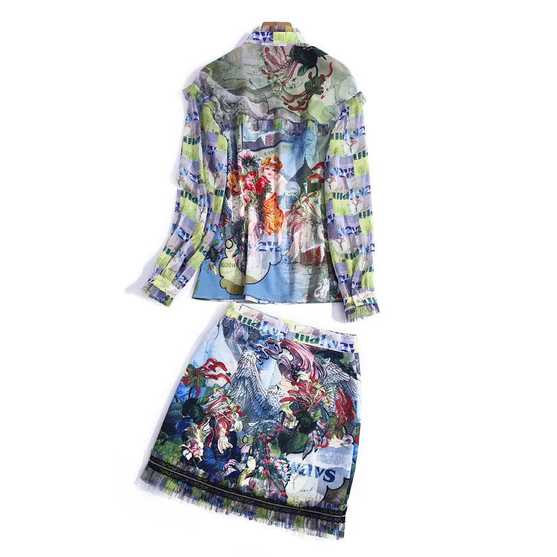 Runway Print Spring New Women Sets Single-Breasted Long-Sleeved Shirt + Stylish Casual Beading Half Skirt Party Two-Piece Suit
Runway Print Spring New Women Sets Single-Breasted Long-Sleeved Shirt + Stylish Casual Beading Half Skirt Party Two-Piece Suit