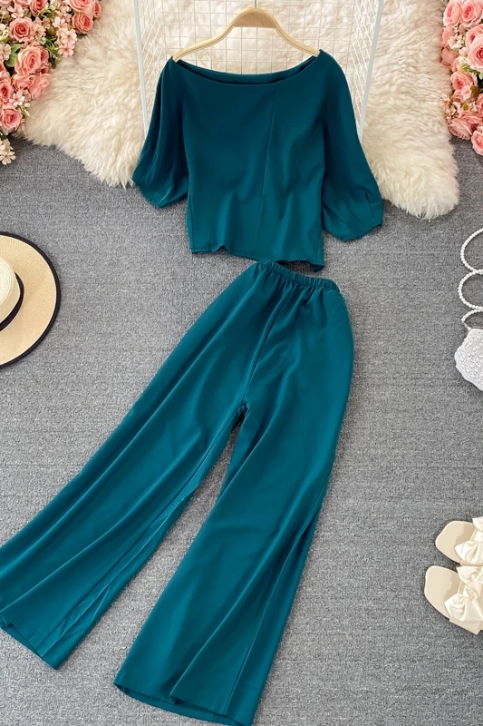 Lightly Cooked Wind Yujie 2021 Summer New Irregular Off-the-shoulder Top Short High-waist Wide-leg Pants Two-piece
Lightly Cooked Wind Yujie 2021 Summer New Irregular Off-the-shoulder Top Short High-waist Wide-leg Pants Two-piece