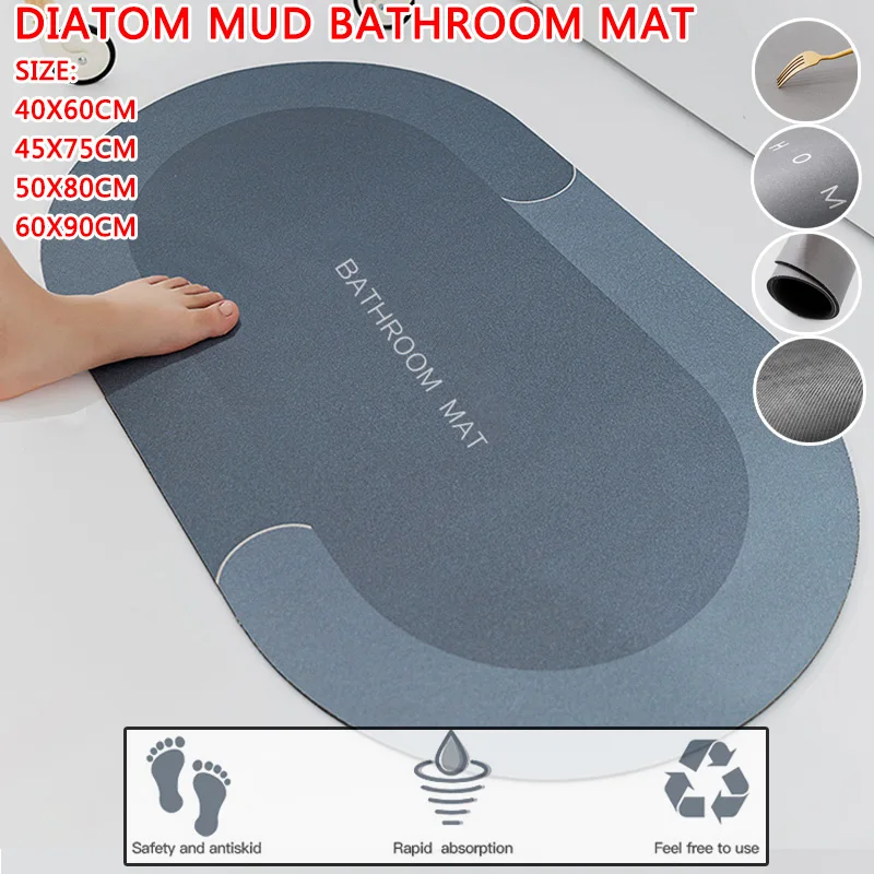 

Bathtub Non-slip Mats Bathroom Floor Rug Fashion Bath Mat Quick Drying Shower Diatom Mud Rugs Water Absorption Entrance Doormat