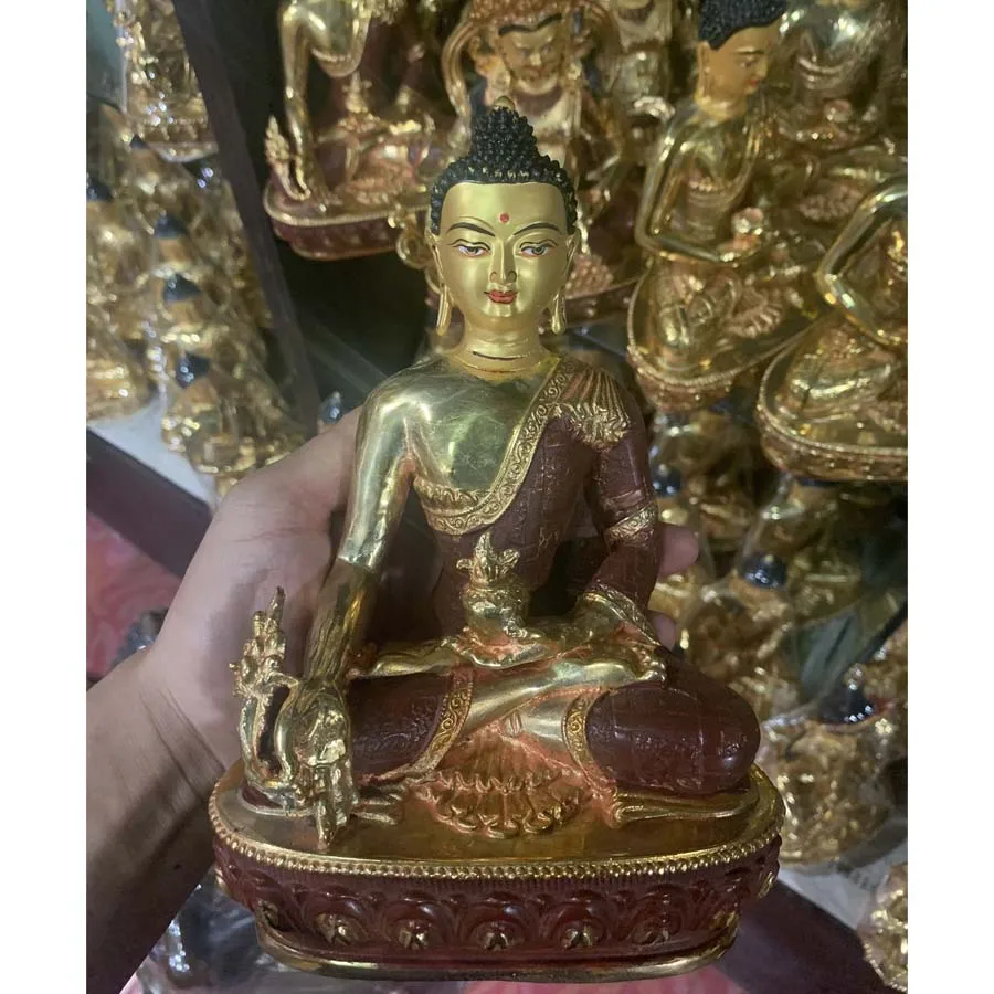 Wholesale Buddhist supplies HOME family Talisman Protection Buddhism Gilding Omnipotent Medicine Buddha copper statue
Wholesale Buddhist supplies HOME family Talisman Protection Buddhism Gilding Omnipotent Medicine Buddha copper statue