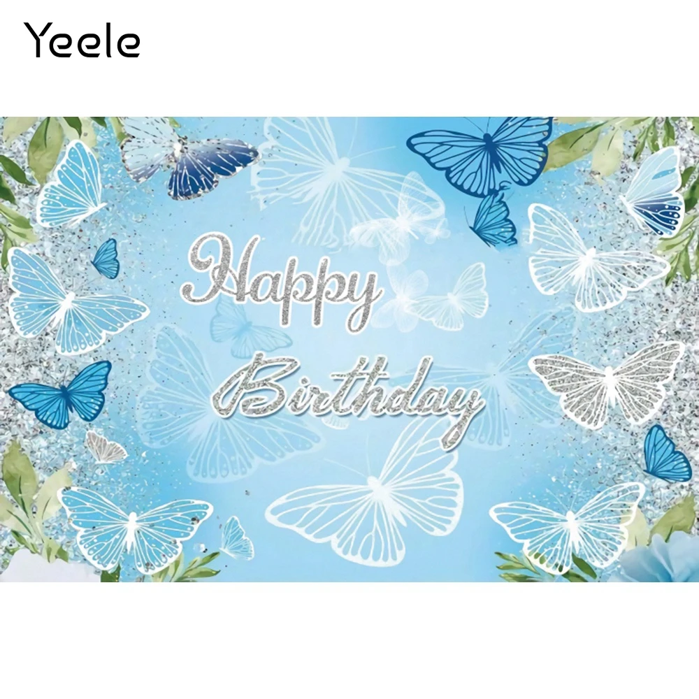 

Фон для студийной фотосъемки Yeele с изображением синей бабочки на день рождения