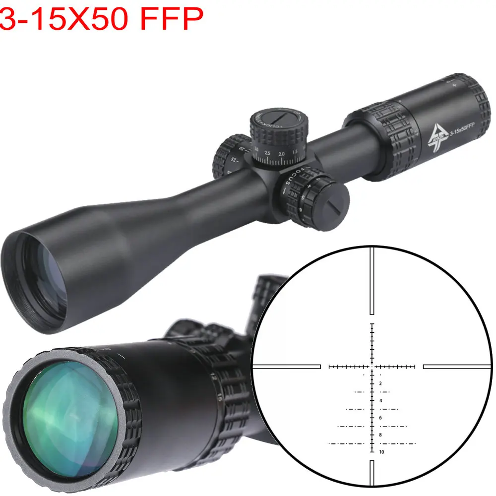 3-15X50 FFP riflescope First Forcal Plane Riflescopes Compact Hunting Trail adjustable RED Illuminated Reticle Sight RifleScope
3-15X50 FFP riflescope First Forcal Plane Riflescopes Compact Hunting Trail adjustable RED Illuminated Reticle Sight RifleScope