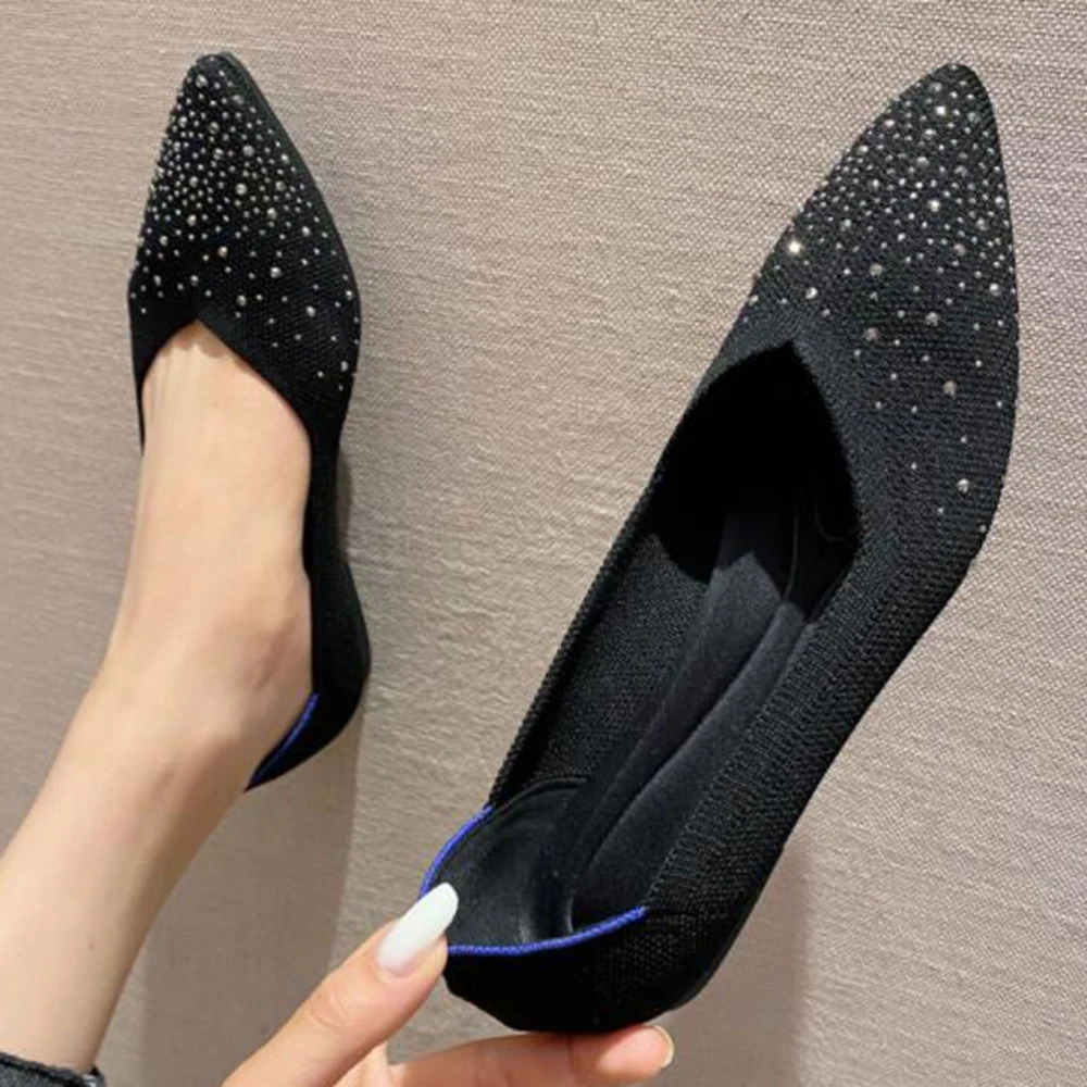 Pointed Toe Rhinestone Ladies flat Shoes Comfortable Ballet Knit Loafers Autumn New Boat Shoes Soft Bottom Women's Shoes cx189
Pointed Toe Rhinestone Ladies flat Shoes Comfortable Ballet Knit Loafers Autumn New Boat Shoes Soft Bottom Women's Shoes cx189