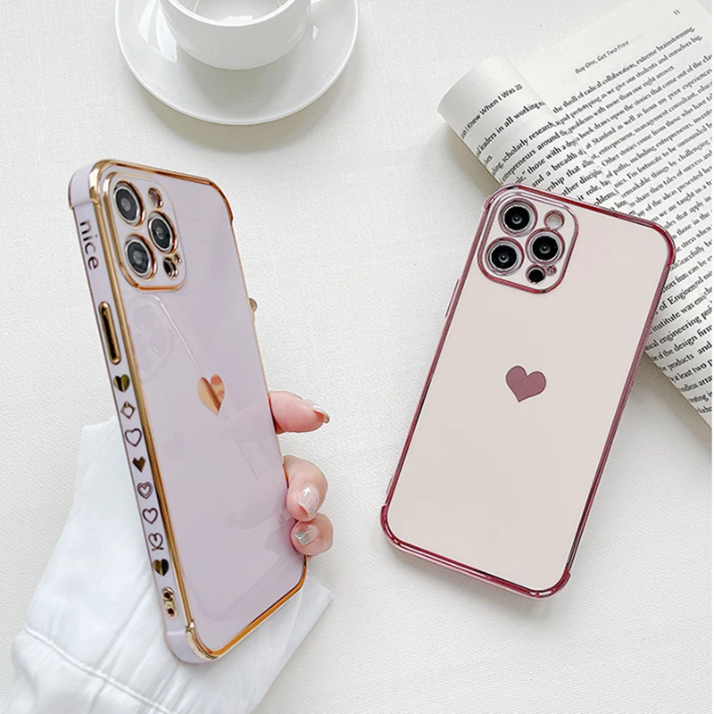 Electroplated Love Heart Phone Case For iPhone 13 12 Mini 11 Pro Max XR XS X 7 8 Plus Plating Bumper Solid Color Soft TPU Cover
Electroplated Love Heart Phone Case For iPhone 13 12 Mini 11 Pro Max XR XS X 7 8 Plus Plating Bumper Solid Color Soft TPU Cover