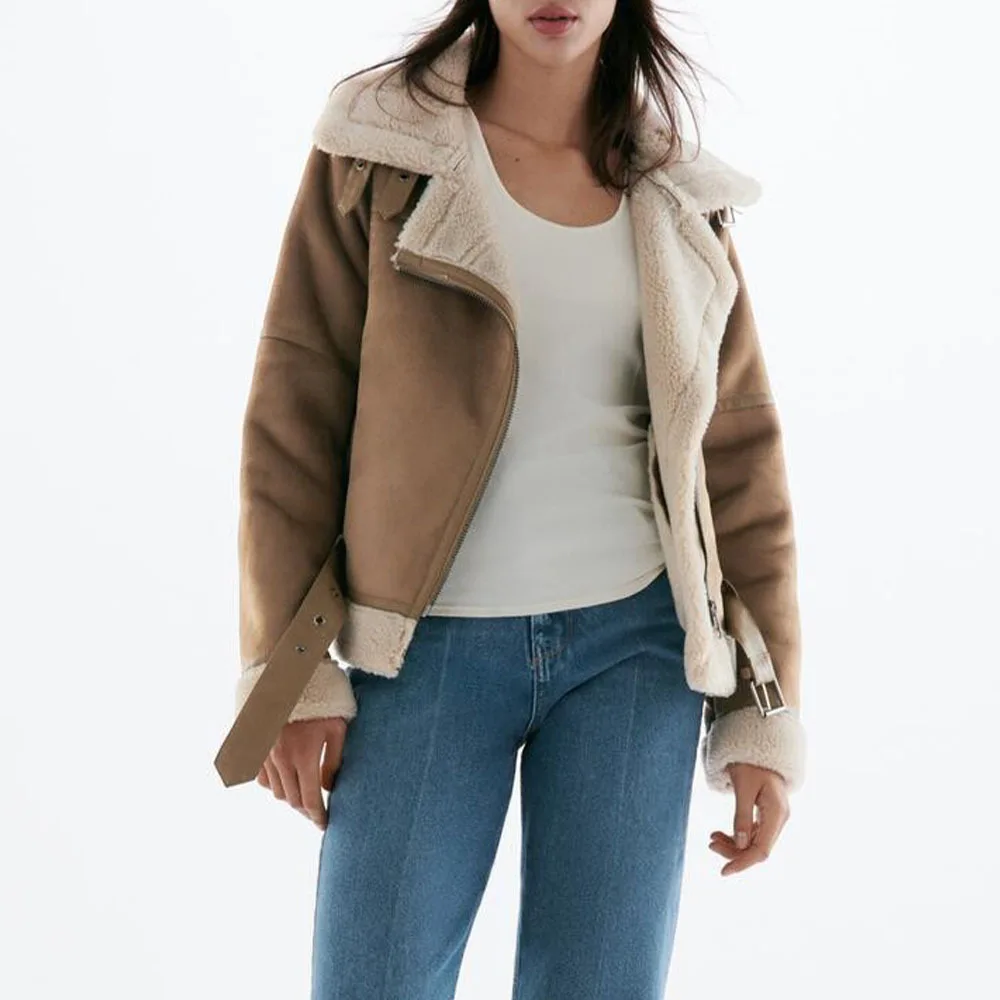 Nowsaa ZA Winter Women Thick Warm Quilted Coats Suede Lamb Jacket Short Motorcycle Brown Coats Faux Winter Jackets Outwear
Nowsaa ZA Winter Women Thick Warm Quilted Coats Suede Lamb Jacket Short Motorcycle Brown Coats Faux Winter Jackets Outwear