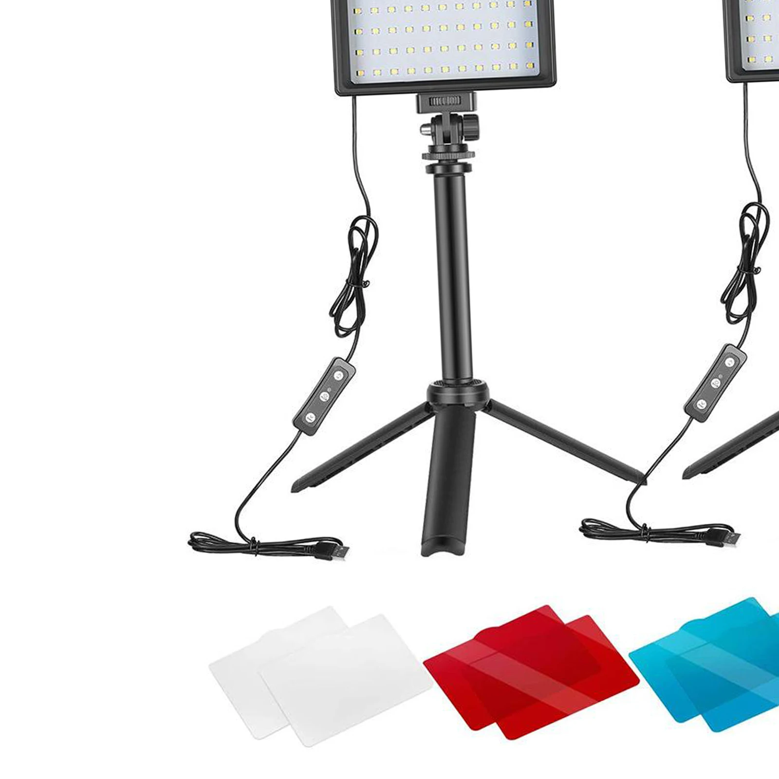 2 Packs Portable USB 66 LED Video Light Lighting with Tripod and Color Filters for Tabletop Photography
2 Packs Portable USB 66 LED Video Light Lighting with Tripod and Color Filters for Tabletop Photography
