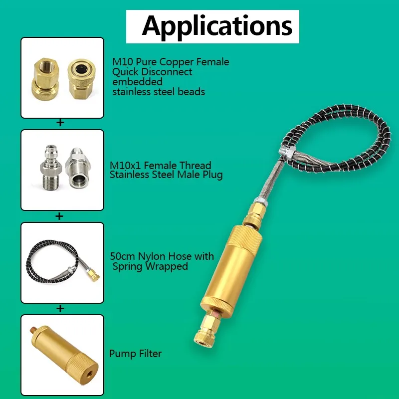 PCP Paintball High Pressure Pump Filter 40mpa Water-Oil Separator 50cm Hose M10x1 Air Filtering 8mm Quick Connector | Спорт и