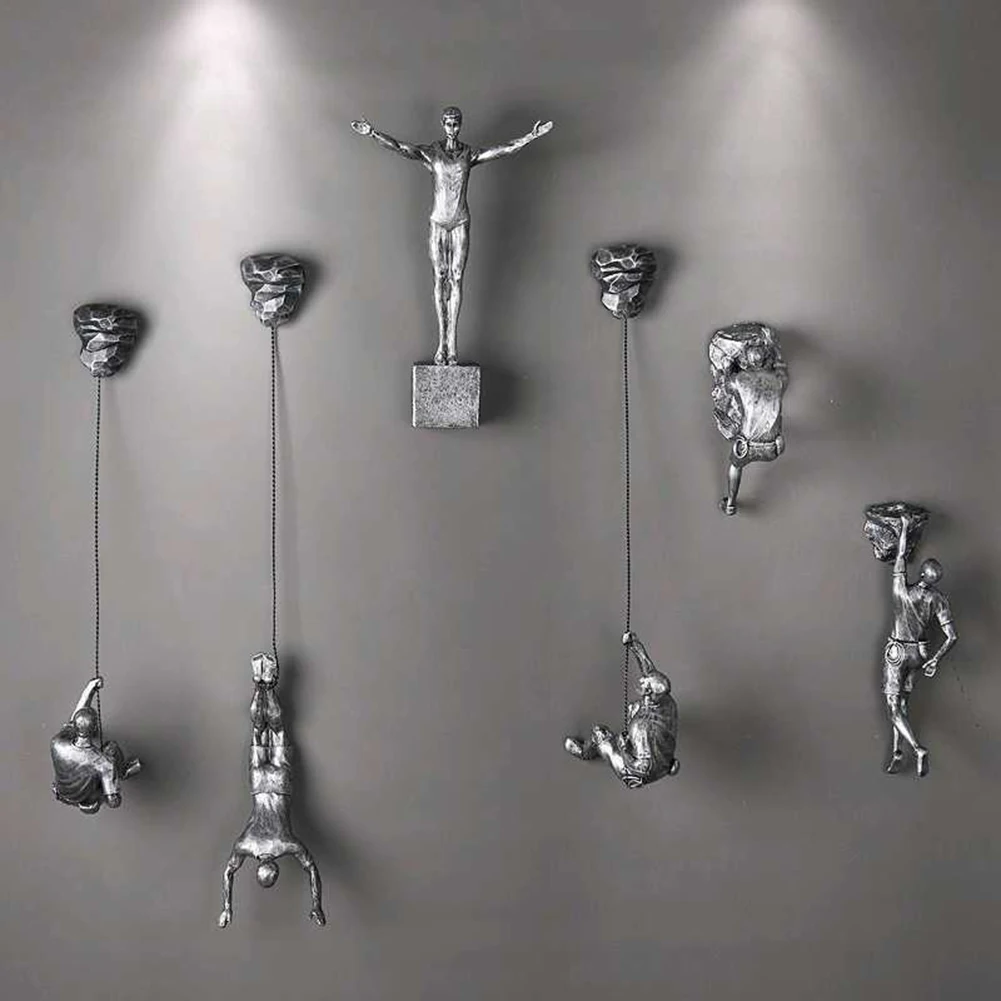 Industrial Style Climbing Man Resin Iron Wire Wall Hanging Decoration Sculpture Figures Creative Retro Present Statue Decoration 
Industrial Style Climbing Man Resin Iron Wire Wall Hanging Decoration Sculpture Figures Creative Retro Present Statue Decoration