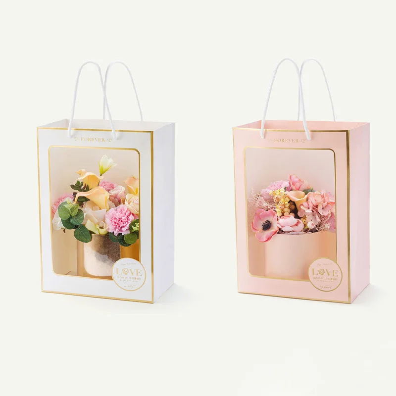 

Цветочная Подарочная сумка, прозрачные Карманные Подарочные пакеты с окошком, Свадебная Упаковка для подарков на день рождения