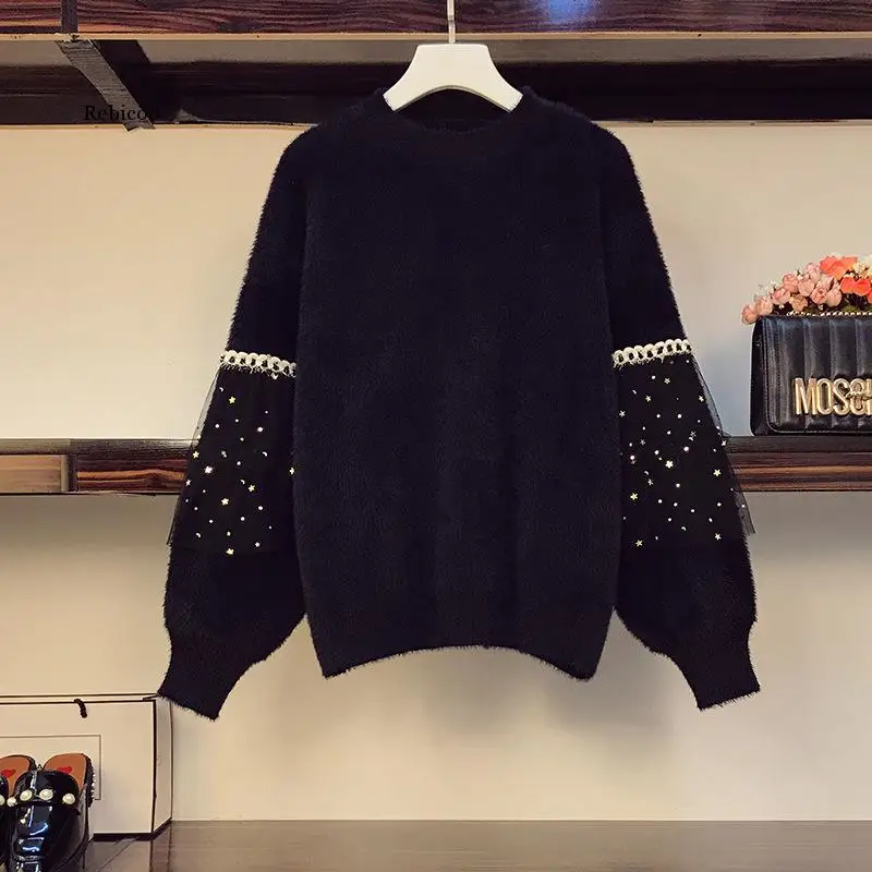 Фото Зимний теплый норковый свитер размера плюс Женский - купить