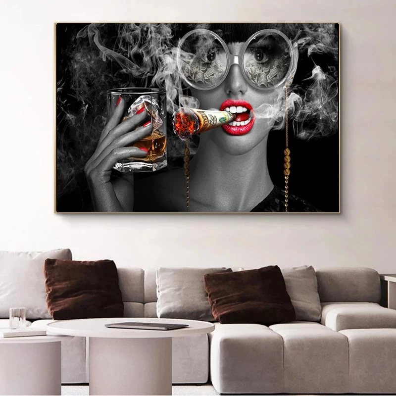 Black and White Cigarette Wall Art Print Painting Wall Red Lip Fashion Woman Canvas Poster Living Room Home Decor Wall Decor
Black and White Cigarette Wall Art Print Painting Wall Red Lip Fashion Woman Canvas Poster Living Room Home Decor Wall Decor
