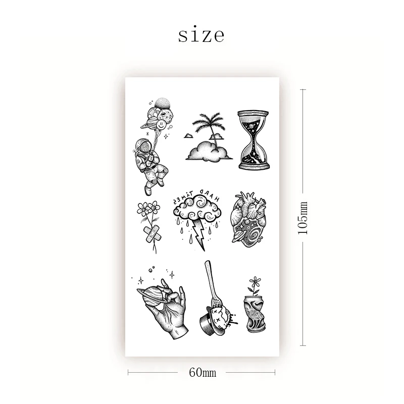 Astronaut Star Temporary Tattoo Sticker Black Funny Pattern Design Fake Tattoos Waterproof Tatoos Neck Hand Small Size Women Men 
Astronaut Star Temporary Tattoo Sticker Black Funny Pattern Design Fake Tattoos Waterproof Tatoos Neck Hand Small Size Women Men