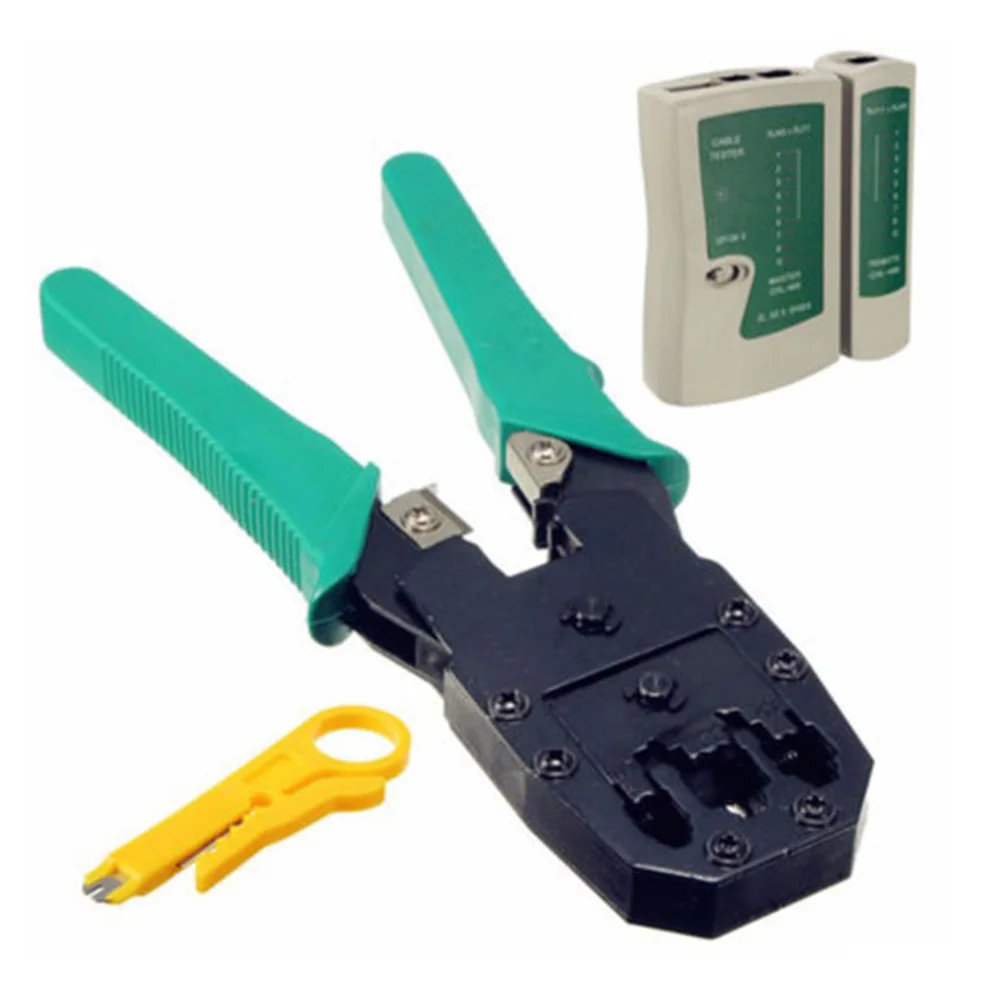 RJ45 RJ11 Crimper Lan Network Internet Cabling Crimp Cable Tester Hand Tools Kit Cable Tester Stripper Cutter 3 Way Crimper Tool
RJ45 RJ11 Crimper Lan Network Internet Cabling Crimp Cable Tester Hand Tools Kit Cable Tester Stripper Cutter 3 Way Crimper Tool
